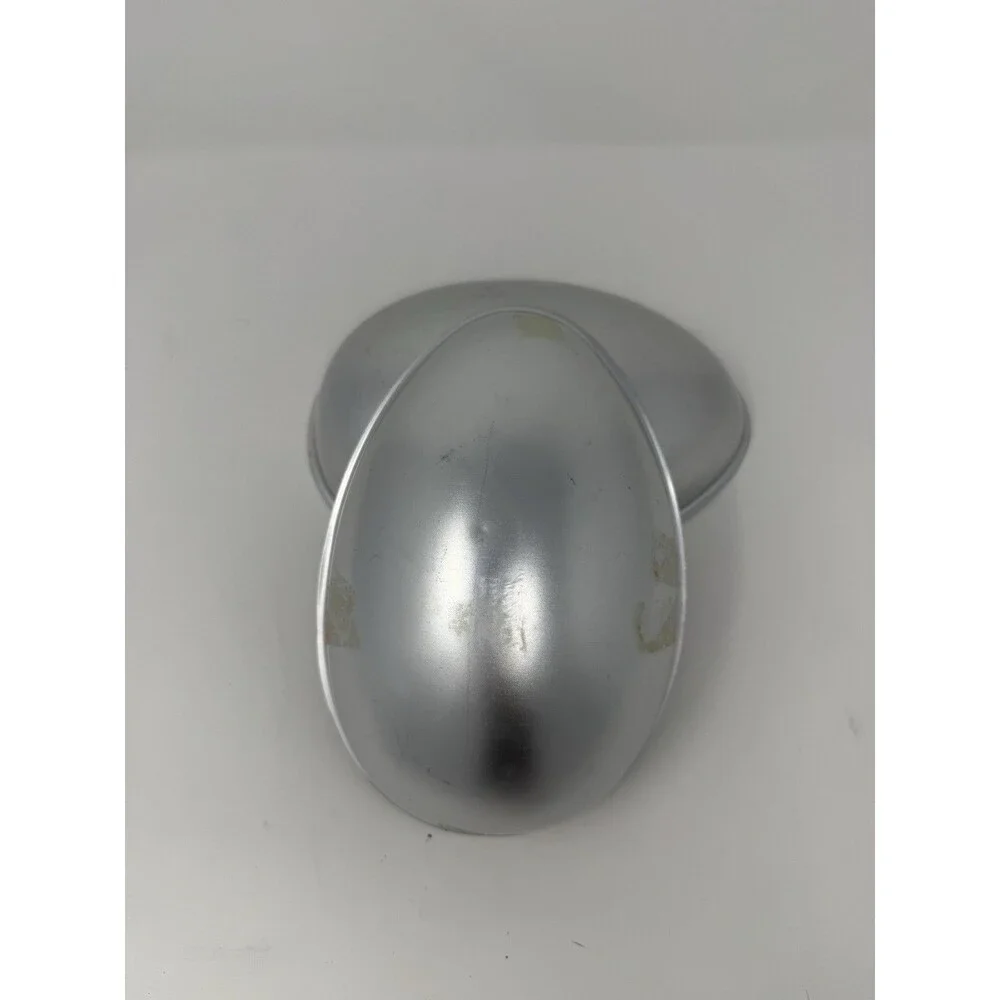 1971 Wilton 3D Egg Cake Pan Mold 2-Piece Aluminum Silver, Model 502-2121